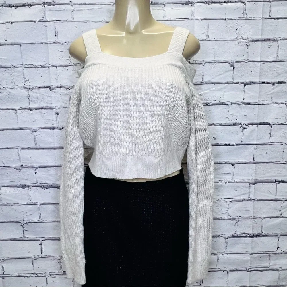All Saints Dasha Crop Jumper Cold shoulder sweater size Small